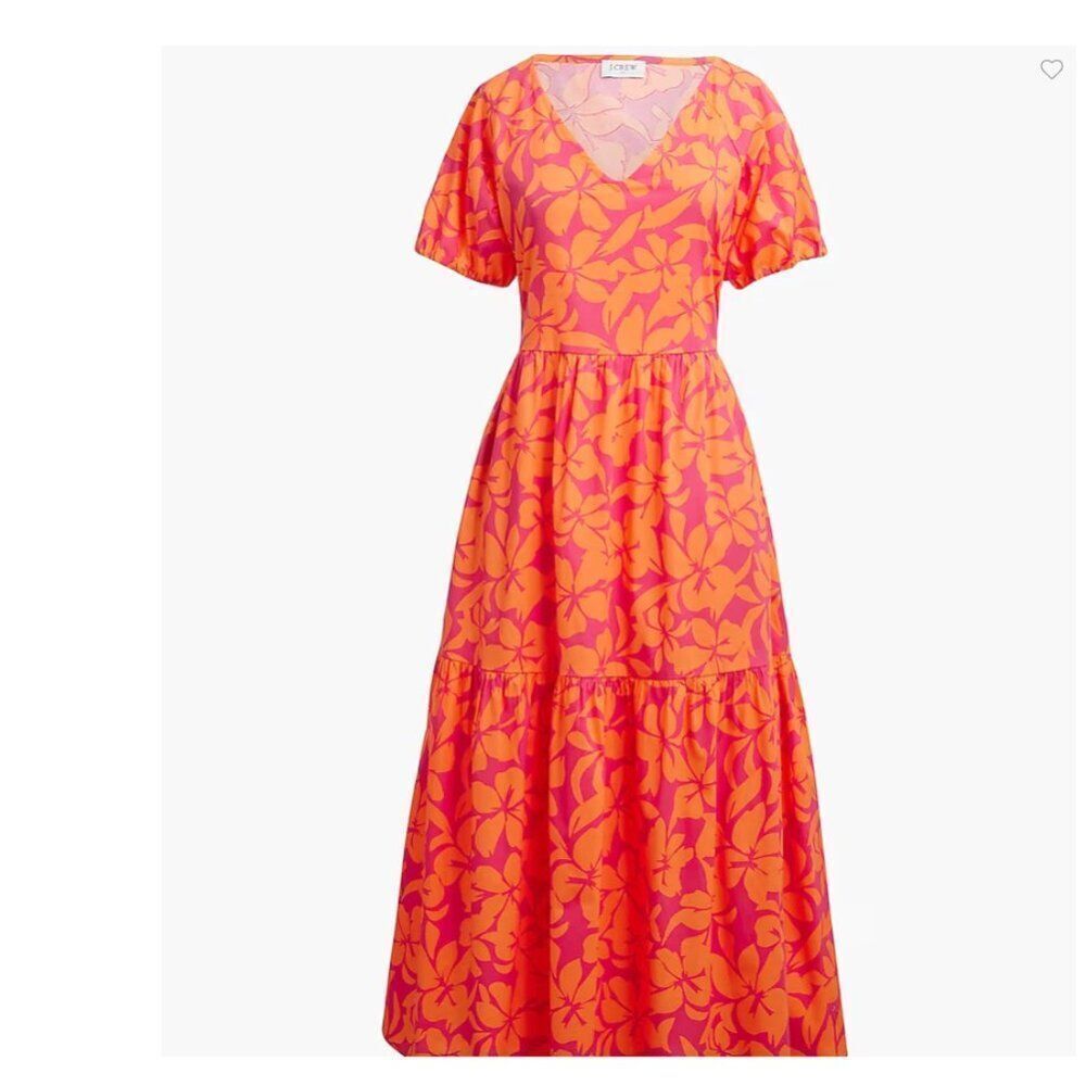 J. Crew Tiered midi dress with puff sleeves Size 6